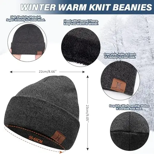 Winter Beanie Hat Scarf Touchscreen Gloves Set for Men and Women, Beanie Gloves Neck Warmer Set with Warm Knit Fleece Lined - FZ (1)