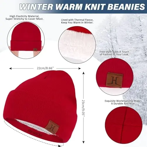 Winter Beanie Hat Scarf Touchscreen Gloves Set for Men and Women, Beanie Gloves Neck Warmer Set with Warm Knit Fleece Lined - 2