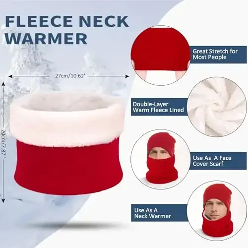 Winter Beanie Hat Scarf Touchscreen Gloves Set for Men and Women, Beanie Gloves Neck Warmer Set with Warm Knit Fleece Lined - 3