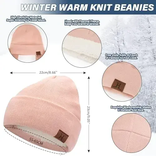 Winter Beanie Hat Scarf Touchscreen Gloves Set for Men and Women, Beanie Gloves Neck Warmer Set with Warm Knit Fleece Lined - 2