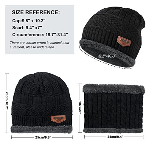 Winter Beanie Hats Scarf Gloves Set Thick Warm Slouchy Beanies Hat Knit Skull Cap Neck Warmer for Men Women - 2