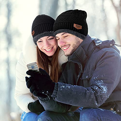 Winter Beanie Hats Scarf Gloves Set Thick Warm Slouchy Beanies Hat Knit Skull Cap Neck Warmer for Men Women - 6