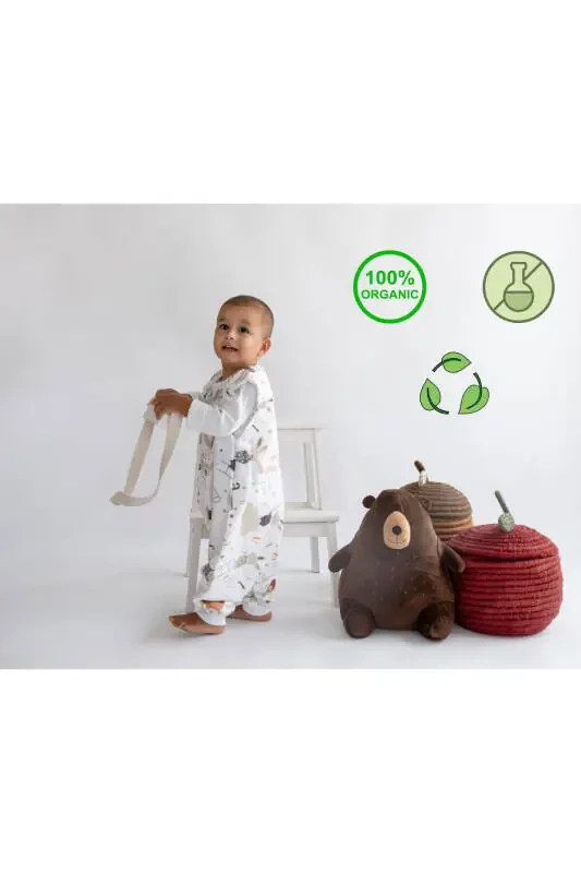 Winter Cotton Flannel Sleeping Bag, 1 Tog Organic Children and Baby Sleeping Bag, Sleeveless Unisex Jumpsuit - 3