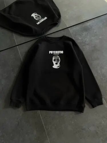 Winter Crewneck Printed Sweatshirt - Black - BÜYÜKBEDENIZ (1)