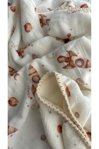 Winter Double Layer Muslin Baby Blanket / Space Pattern Blanket Models / DRY - 196 - Modazone