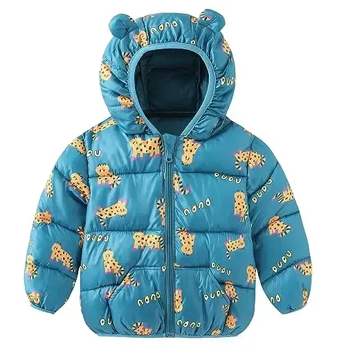 Winter Down Coats for Kids Baby Boys Girls Light Puffer Padded Jacket Bear Hoods Infant Outerwear - 1