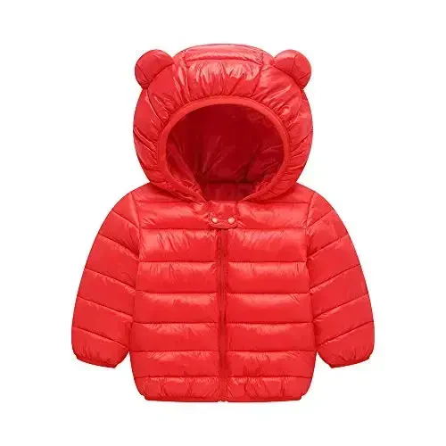 Winter Down Coats for Kids Baby Boys Girls Light Puffer Padded Jacket Bear Hoods Infant Outerwear 