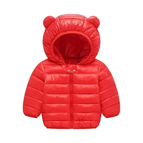 Winter Down Coats for Kids Baby Boys Girls Light Puffer Padded Jacket Bear Hoods Infant Outerwear - 1
