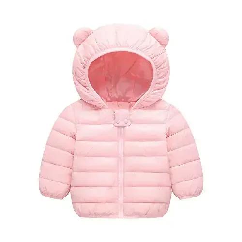 Winter Down Coats for Kids Baby Boys Girls Light Puffer Padded Jacket Bear Hoods Infant Outerwear - 1