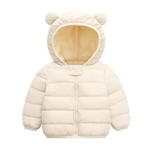 Winter Down Coats for Kids Baby Boys Girls Light Puffer Padded Jacket Bear Hoods Infant Outerwear - BFFBABY