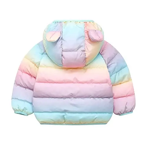 Winter Down Coats for Kids Baby Boys Girls Light Puffer Padded Jacket Bear Hoods Infant Outerwear - 2