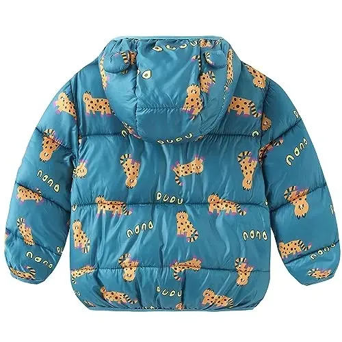 Winter Down Coats for Kids Baby Boys Girls Light Puffer Padded Jacket Bear Hoods Infant Outerwear - 2