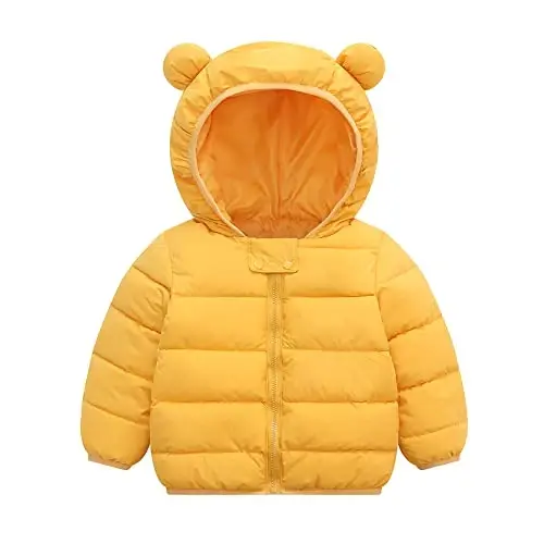 Winter Down Coats for Kids Baby Boys Girls Light Puffer Padded Jacket Bear Hoods Infant Outerwear - 1