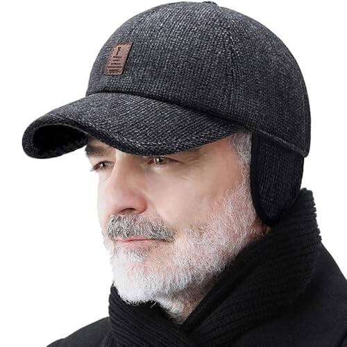 Winter for Men Outdoor Hat, Adjustable Warm Sport Golf Baseball Cap Hats Dad Caps Earflaps Thicken 55-60CM (Brown) - 1