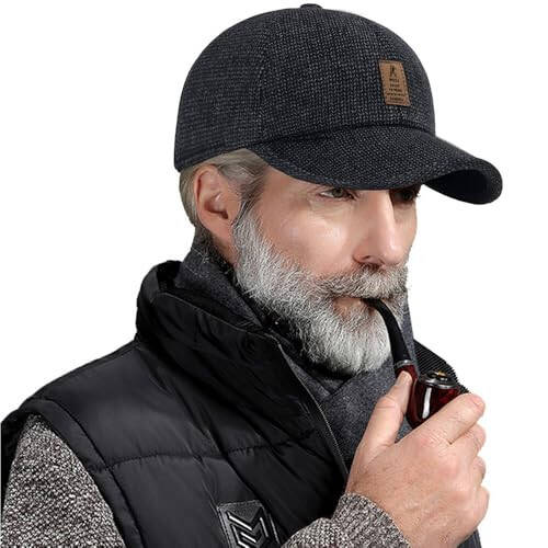 Winter for Men Outdoor Hat, Adjustable Warm Sport Golf Baseball Cap Hats Dad Caps Earflaps Thicken 55-60CM (Brown) - 4