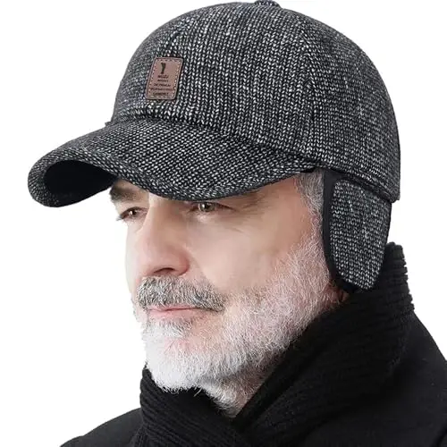 Winter for Men Outdoor Hat, Adjustable Warm Sport Golf Baseball Cap Hats Dad Caps Earflaps Thicken 55-60CM (Brown) - WINTER