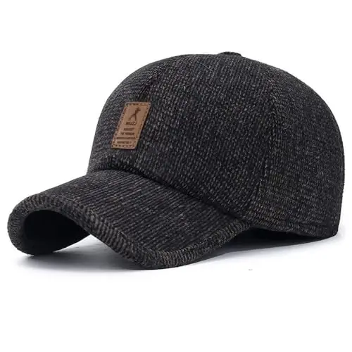 Winter for Men Outdoor Hat, Adjustable Warm Sport Golf Baseball Cap Hats Dad Caps Earflaps Thicken 55-60CM (Brown) - 3