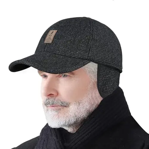 Winter for Men Outdoor Hat, Adjustable Warm Sport Golf Baseball Cap Hats Dad Caps Earflaps Thicken 55-60CM (Brown) - 6