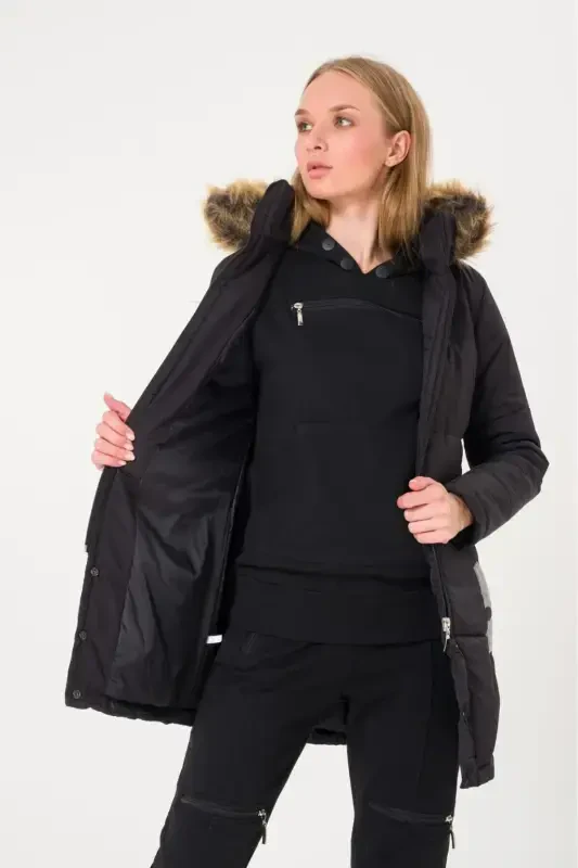 Winter Fur Collar Puffer Women's Jacket 7112black8 - BARBORA