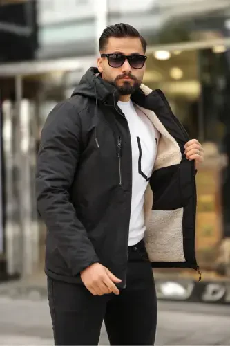 Winter Fur Lined Men's Coat-GRAY - DOXGER (1)