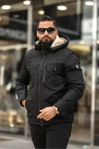 Winter Fur Lined Men's Coat-GRAY - 4