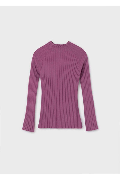 Winter Girl's Fisherman Knit Sweater - Purple - 4
