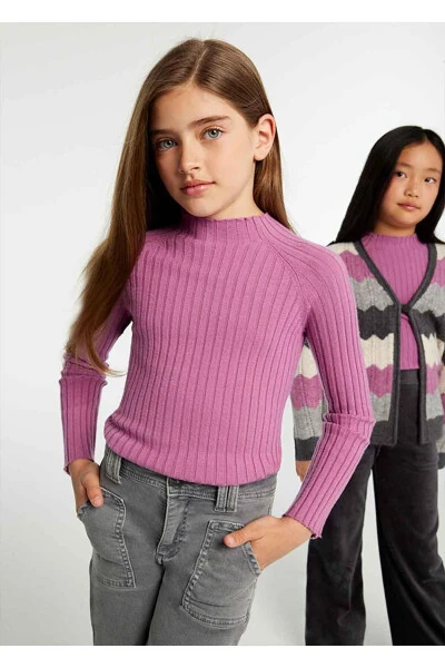 Winter Girl's Fisherman Knit Sweater - Purple - Modazone