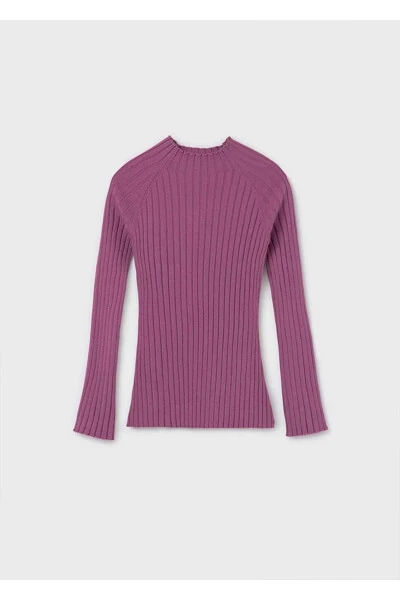 Winter Girl's Fisherman Knit Sweater - Purple - 4