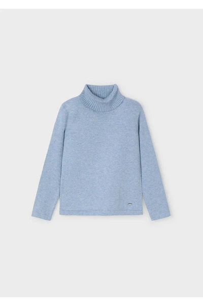 Winter Girl's Fisherman's Knit Sweater - Blue - 5