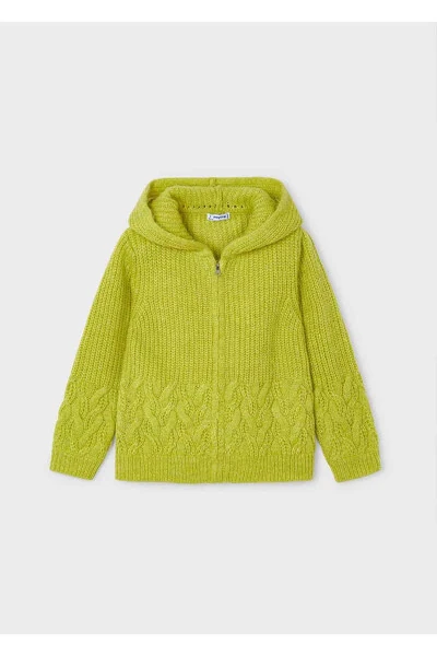 Winter Girl's Sweatshirt Cardigan - Green - 4