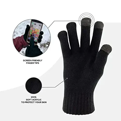 Winter Hat Fleece Lined Neck Warmer Scarf and Gloves Set for Women Knit Beanie Winter Gloves and Scarves Cold Weather - 3