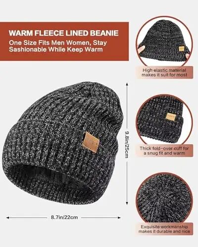 Winter Hat Gloves Scarf Set for Men Women, Mens Beanie Long Scarf Touchscreen Gloves for Cold Weather, 3 in 1 Warm Gift Set - Winter (1)