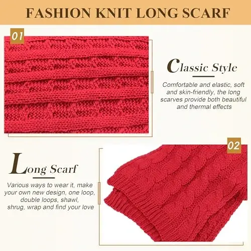 Winter Hat Gloves Scarf Set for Women, Beanie Warm Knit Pom Hat Touch Screen Glove Long Scarf 3pcs Winter Gift Set for Women - 5
