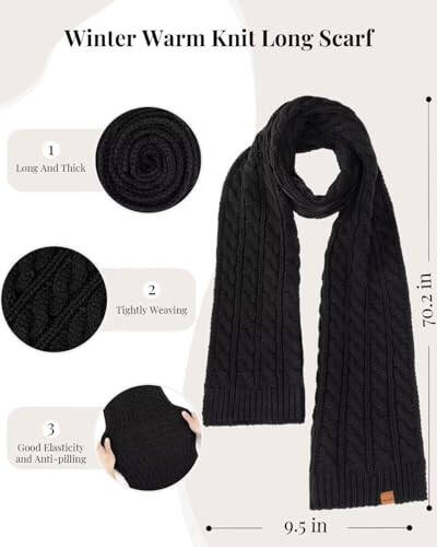 Winter Hat Scarf Glove Set for Women, Fleece Lined Beanie with Double Pom Pom, Touchscreen Gloves Knit Scarf for Cold Weather - 3