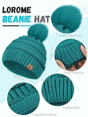 Winter Hat Scarf Gloves and Ear Warmer, Warm Knit Beanie Hat Touch Screen Gloves Set Winter Gifts Neck Scarves for Women - WINTER (1)