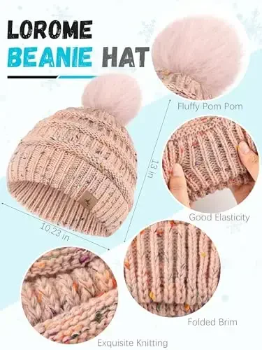 Winter Hat Scarf Gloves and Ear Warmer, Warm Knit Beanie Hat Touch Screen Gloves Set Winter Gifts Neck Scarves for Women - 2