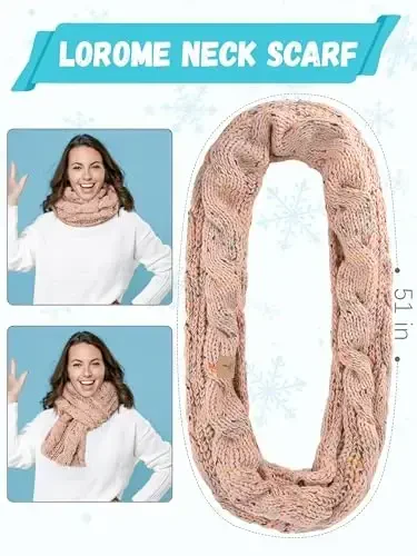 Winter Hat Scarf Gloves and Ear Warmer, Warm Knit Beanie Hat Touch Screen Gloves Set Winter Gifts Neck Scarves for Women - 4