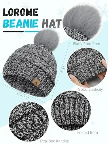 Winter Hat Scarf Gloves and Ear Warmer, Warm Knit Beanie Hat Touch Screen Gloves Set Winter Gifts Neck Scarves for Women - 2