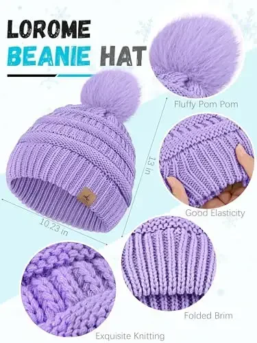 Winter Hat Scarf Gloves and Ear Warmer, Warm Knit Beanie Hat Touch Screen Gloves Set Winter Gifts Neck Scarves for Women - 2