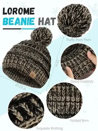 Winter Hat Scarf Gloves and Ear Warmer, Warm Knit Beanie Hat Touch Screen Gloves Set Winter Gifts Neck Scarves for Women - WINTER (1)