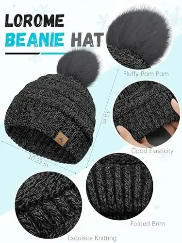 Winter Hat Scarf Gloves and Ear Warmer, Warm Knit Beanie Hat Touch Screen Gloves Set Winter Gifts Neck Scarves for Women - WINTER (1)