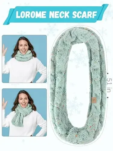 Winter Hat Scarf Gloves and Ear Warmer, Warm Knit Beanie Hat Touch Screen Gloves Set Winter Gifts Neck Scarves for Women - 4