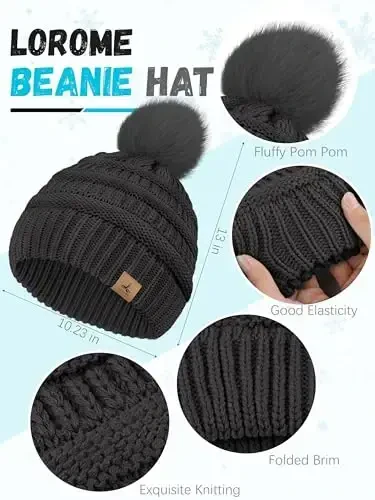 Winter Hat Scarf Gloves and Ear Warmer, Warm Knit Beanie Hat Touch Screen Gloves Set Winter Gifts Neck Scarves for Women - 2