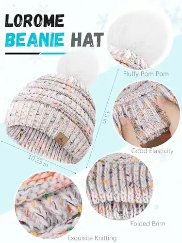 Winter Hat Scarf Gloves and Ear Warmer, Warm Knit Beanie Hat Touch Screen Gloves Set Winter Gifts Neck Scarves for Women - 2