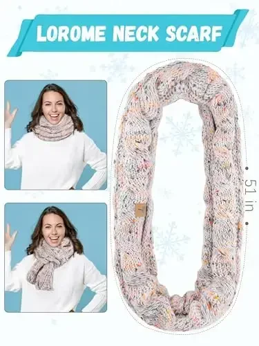 Winter Hat Scarf Gloves and Ear Warmer, Warm Knit Beanie Hat Touch Screen Gloves Set Winter Gifts Neck Scarves for Women - 4