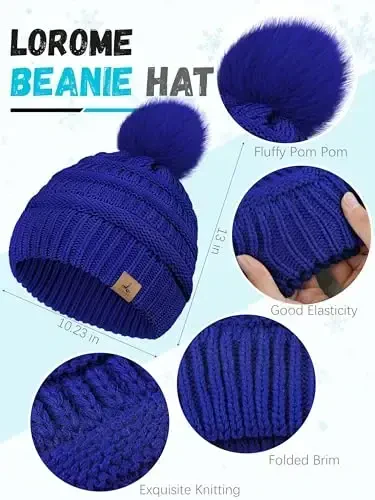 Winter Hat Scarf Gloves and Ear Warmer, Warm Knit Beanie Hat Touch Screen Gloves Set Winter Gifts Neck Scarves for Women - 2