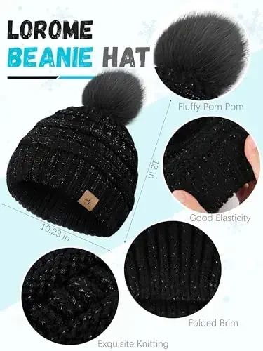 Winter Hat Scarf Gloves and Ear Warmer, Warm Knit Beanie Hat Touch Screen Gloves Set Winter Gifts Neck Scarves for Women - 2