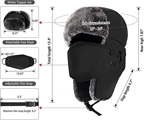 Winter Hats for Women Men Trapper Ushanka Hat with Ear Flaps Warm Russian Bomber Hats for Cold Weather 2024 - 3