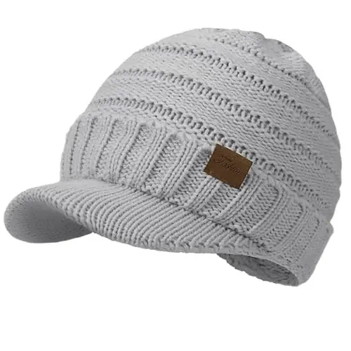 Winter Hats for Women - Thick Warm Stylish Knit Beanie Hat, Soft Stretch Cute Womens Winter Hats with Visor - 1