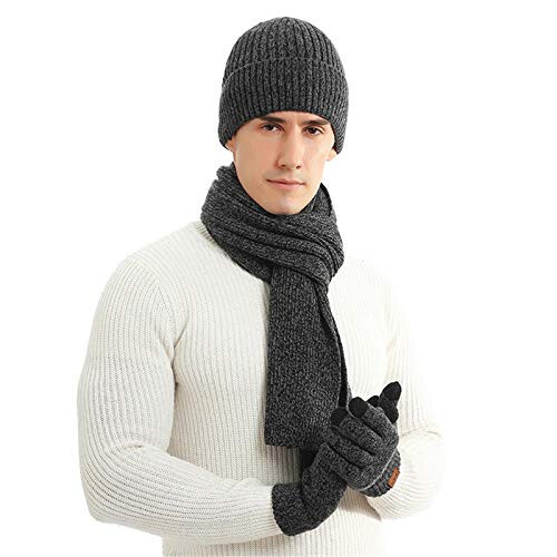 Winter Hats Scarf for Men with Touchscreen Gloves - 5